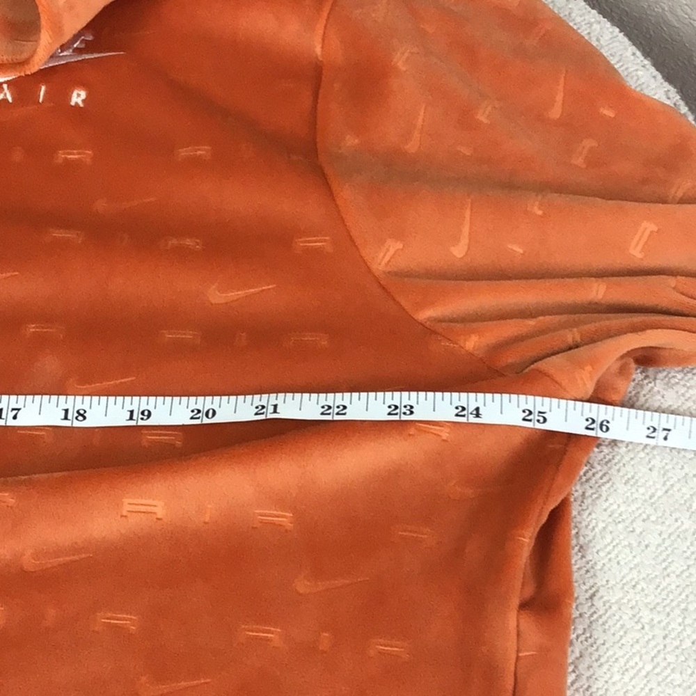 Nike Air All Over Logo 1/4 Zip Velour Long Sleeve Top Size 2X Spice Orange - Picture 12 of 14